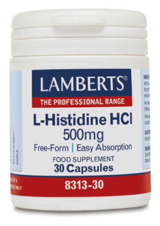 L-Histidina HCl 500 mg forma libre y fácil absorción 30 cápsulas