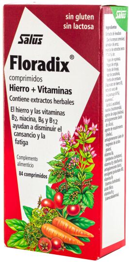 Floradix Rico en Hierro Nutricional y Vitaminas 84 Comprimidos